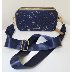 LIKE DREAMS Navy Blue Gold Stars Moon Celestial Adjustable Crossbody Bag Purse